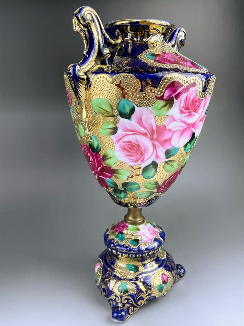 【専用】オールドニッポン ３１㎝ アールヌーボー 薔薇紋花瓶 フラワーベース