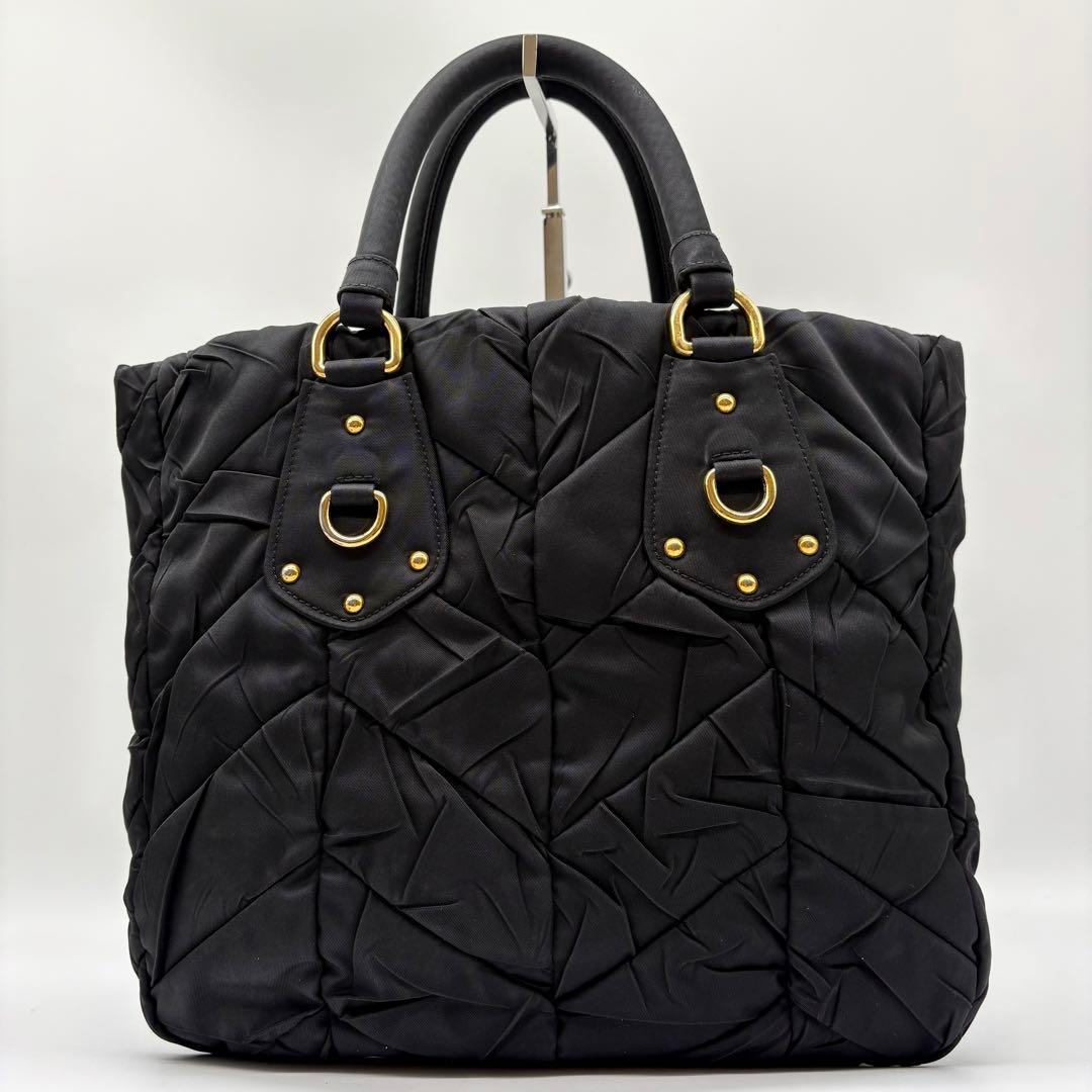 【使用感少】プラダ ハンドバッグ 2way メタルロゴ キルティング ナイロン