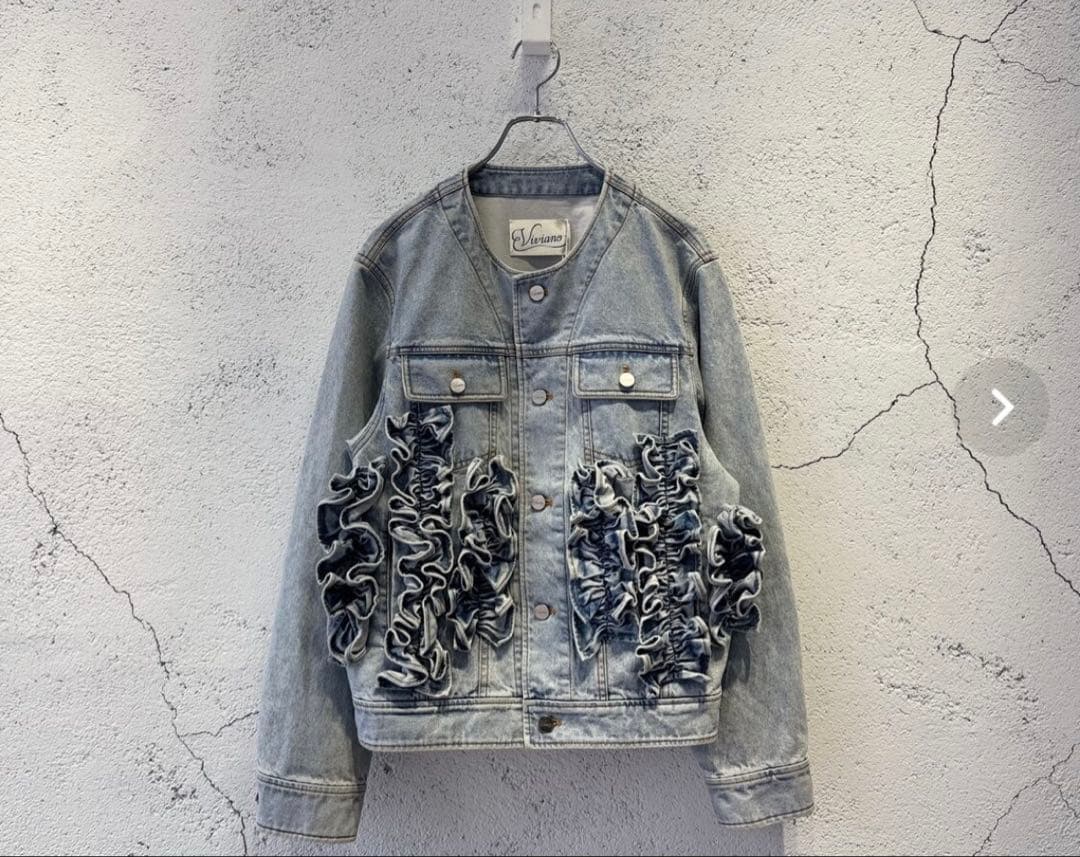 ジャケット・アウター Viviano Ruffle Denim Jacket