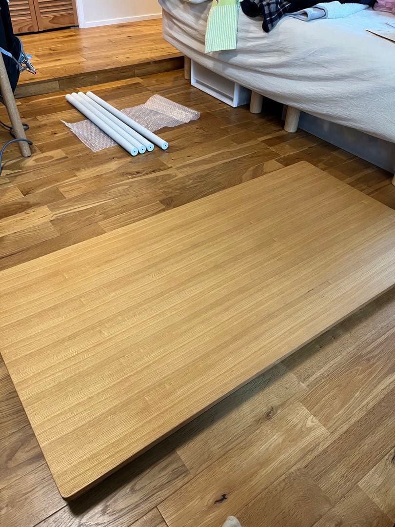 このみ　無印良品MUJI システムデスク タモ材天板 スチール脚