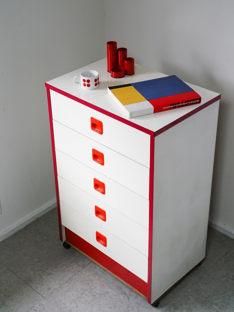 ヴィンテージ 5段チェスト/収納 キャスター付 スペースエイジ レトロポップ