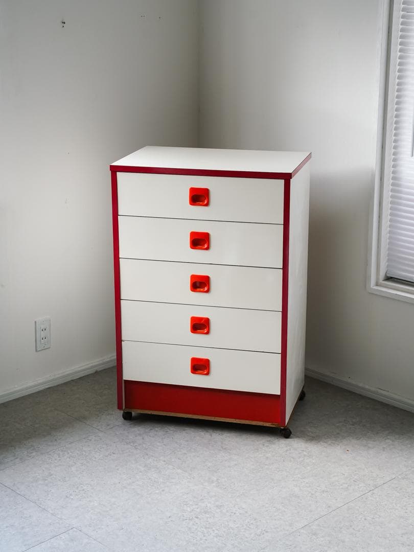 ヴィンテージ 5段チェスト/収納 キャスター付 スペースエイジ レトロポップ