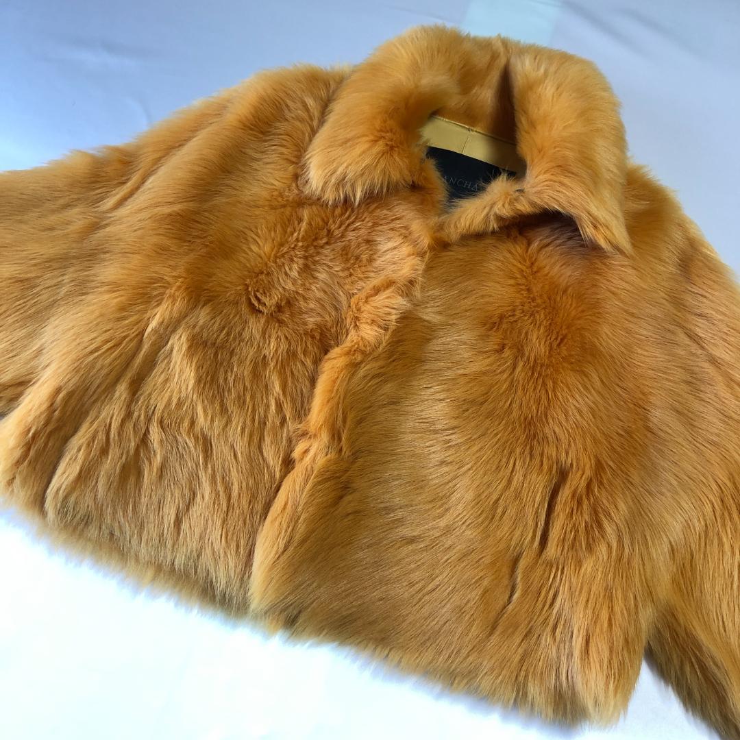 美品　イタリア製　ブランカ　羊革　毛皮　トスカーナムートン　黄色系　ショート
