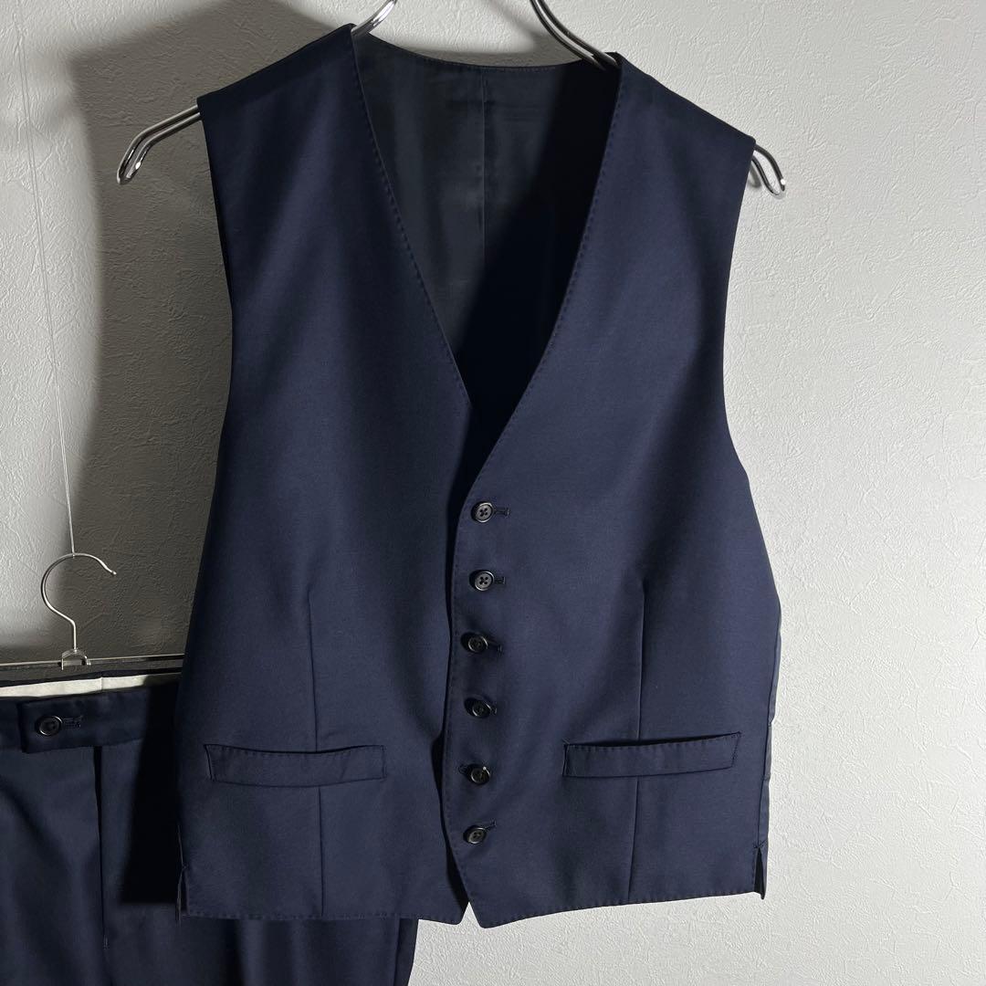 【極美品•3ピース】 ポールスミス×ロロピアーナ スーツ セットアップ L 濃紺
