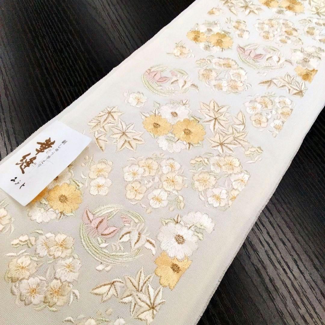 豪華　最高級　手刺繍　刺繍 半襟 半衿　華縫 　正絹　アイボリー　#662