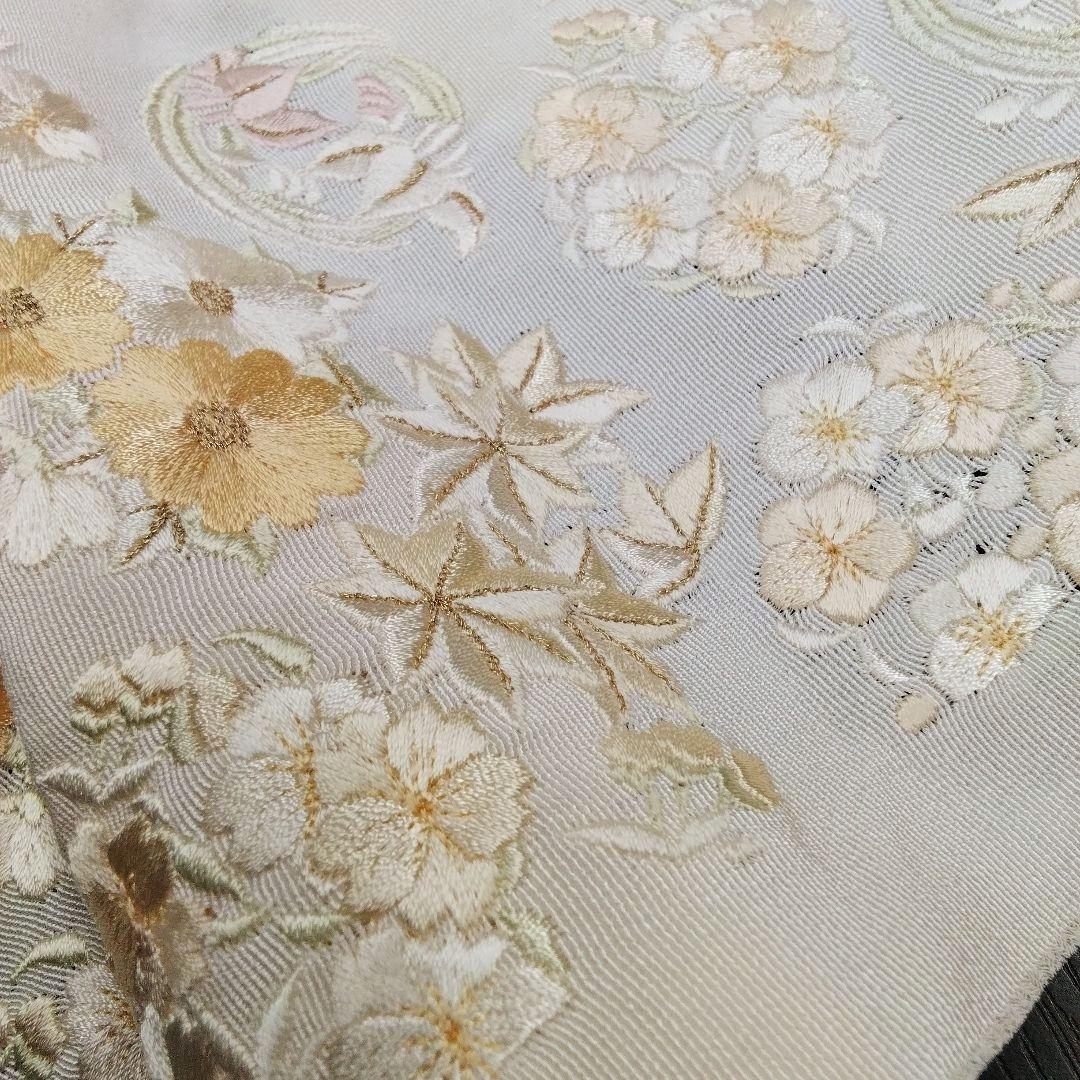 豪華　最高級　手刺繍　刺繍 半襟 半衿　華縫 　正絹　アイボリー　#662