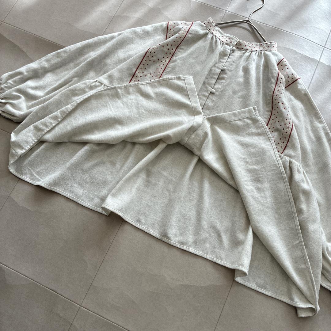 極美品 完売品 ツムグ♡コットン ビエラトップ 起毛 刺繍 2way ブラウス