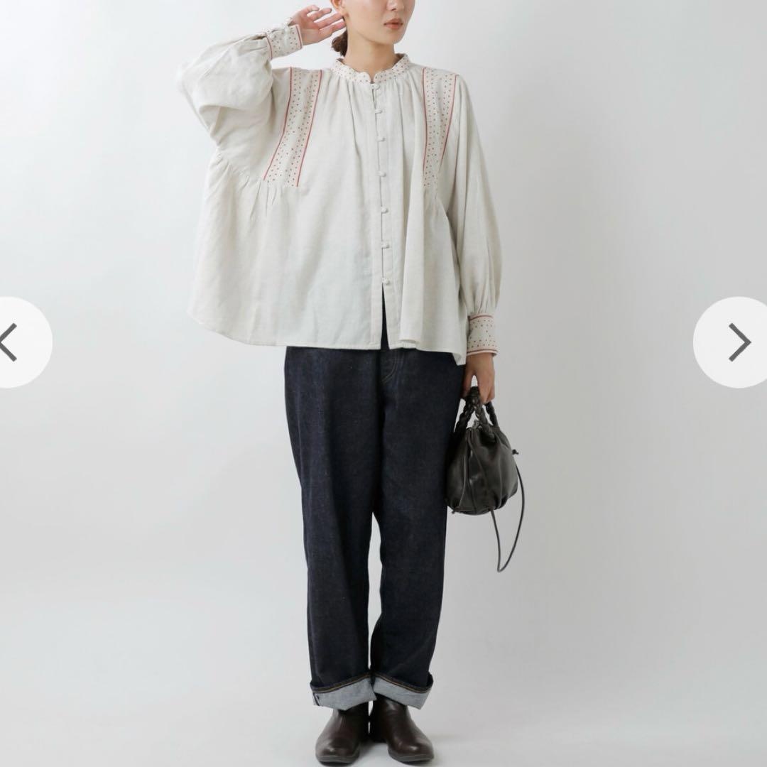 極美品 完売品 ツムグ♡コットン ビエラトップ 起毛 刺繍 2way ブラウス