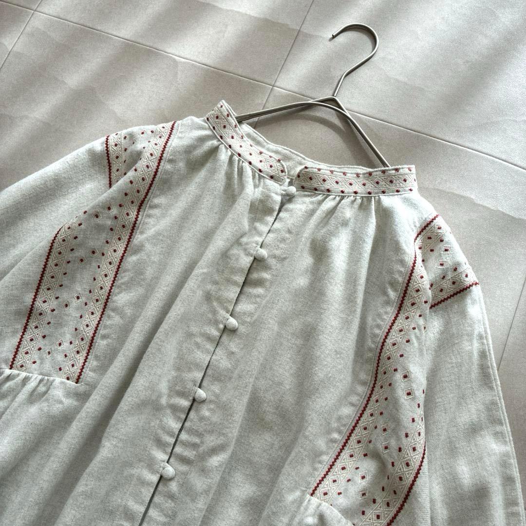 極美品 完売品 ツムグ♡コットン ビエラトップ 起毛 刺繍 2way ブラウス