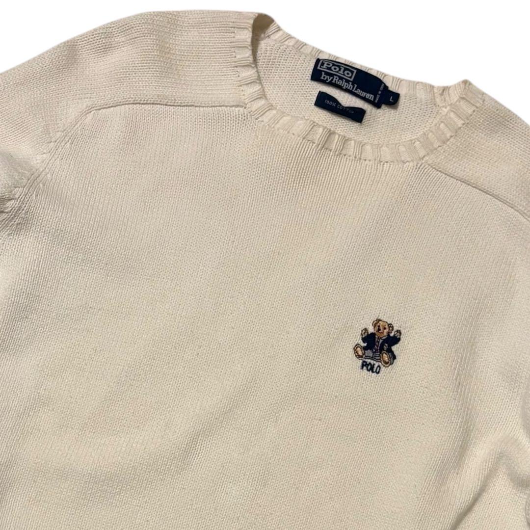Polo by Ralph Lauren ポロベア 刺繍 コットンニット L