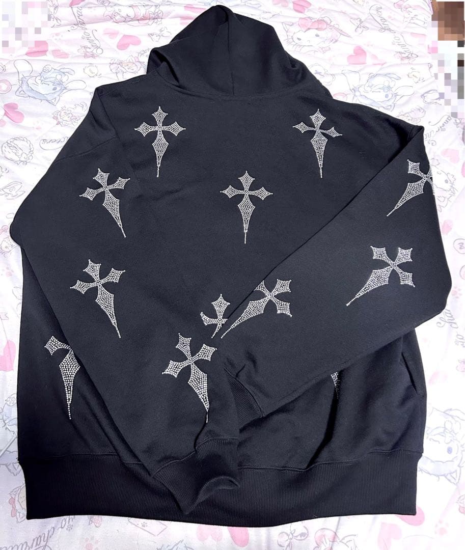 ❤︎最終値下げ❤︎REFLEM レフレム 十字架 ラインストーン クロス パーカー黒