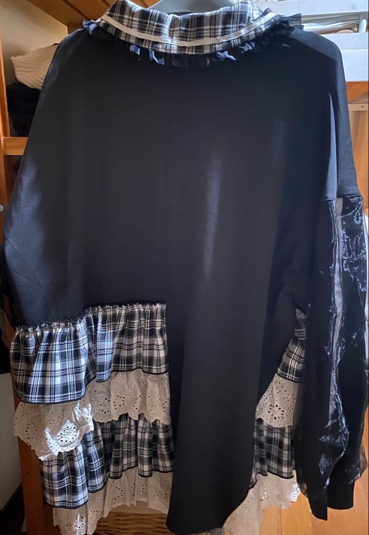 Jamie エーエヌケー リボンパッチワークワークパーカー ブラック