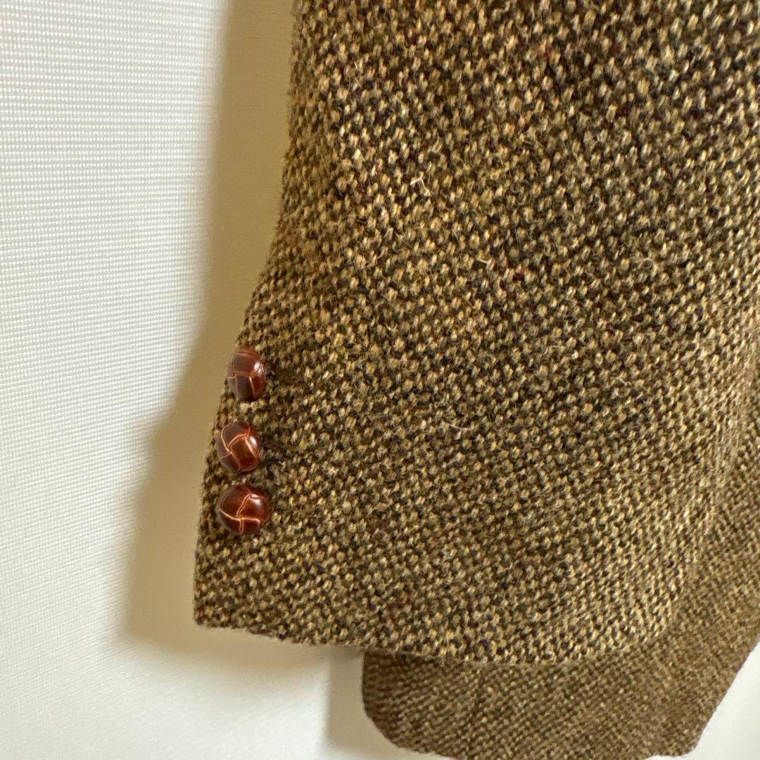 パパス　Papas ハリスツイード　2Bジャケット　L48 ブラウン