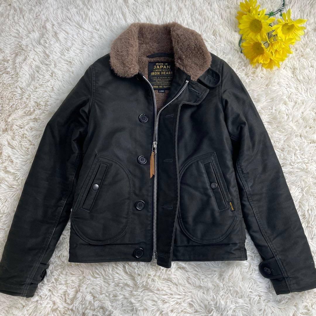 人気✨ アイアンハート N1デッキジャケット アルパカ ウール メンズ ブラック