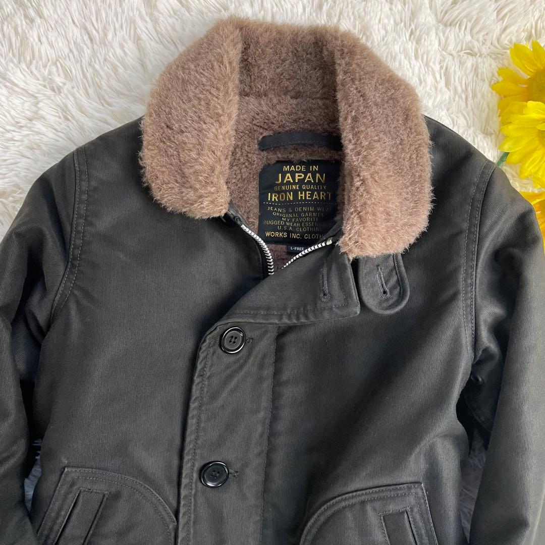 人気✨ アイアンハート N1デッキジャケット アルパカ ウール メンズ ブラック
