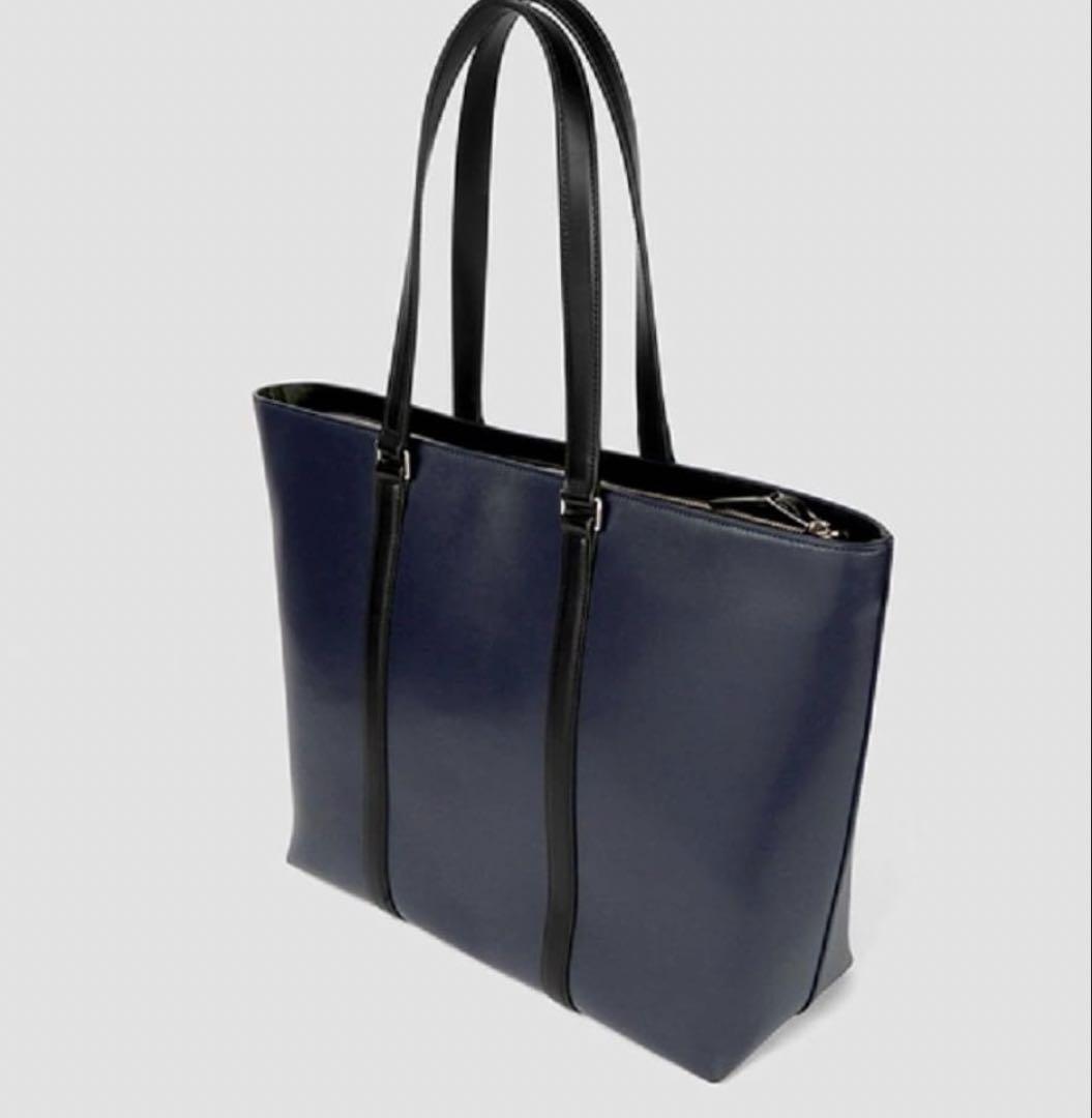 ポールスミス　A4トートバッグ　シティエンボスネイビー　 レザー　ビジネスバック