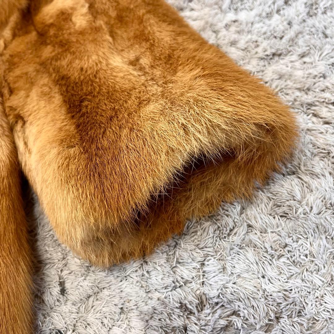 フォックス リアルファー コート ボリューム襟 毛皮 毛並み良好 レッドブラウン