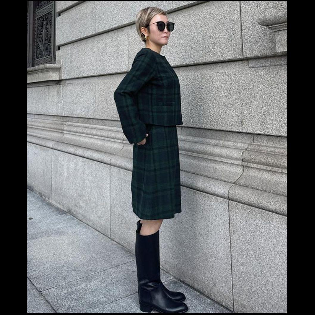 JENNE 最新 ダークグリーン チェック柄 ジャケット新品タグ付き通常半額以下