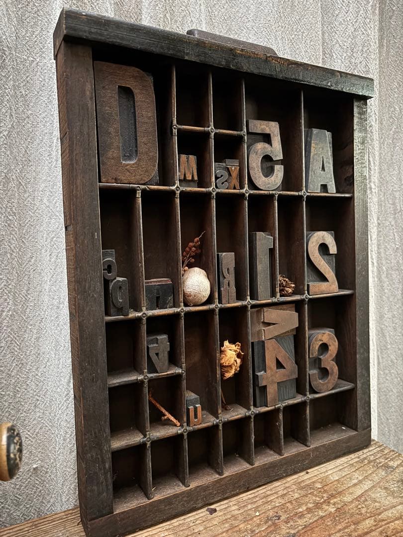 イギリス アンティーク プリンタートレイ 小型 真鍮仕切り 古道具