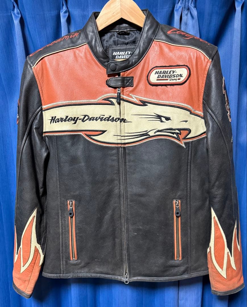 レア 廃盤 ハーレーダビッドソン レーシング 本革 レザージャケット Mサイズ