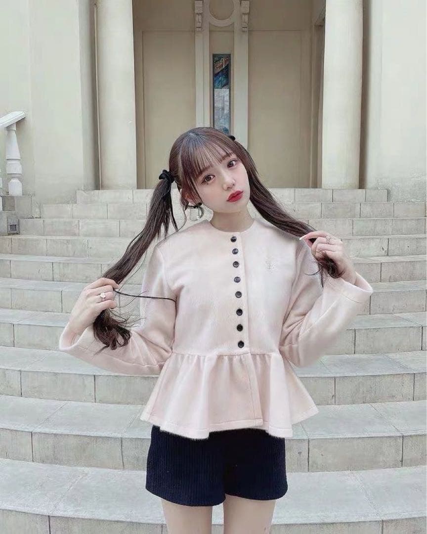 Bibiy ペプラムカーディガン　ピンク