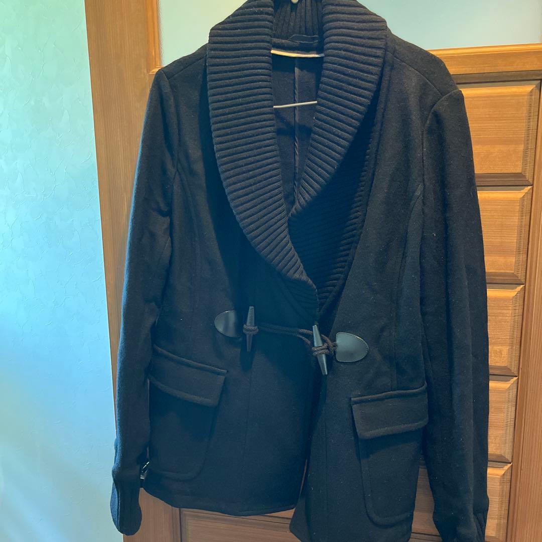 Burberry ブラック ダッフルコート 48