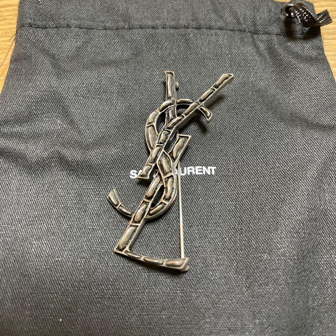 【美品】SAINT LAURENT オビウム　クロコダイル　ブローチ