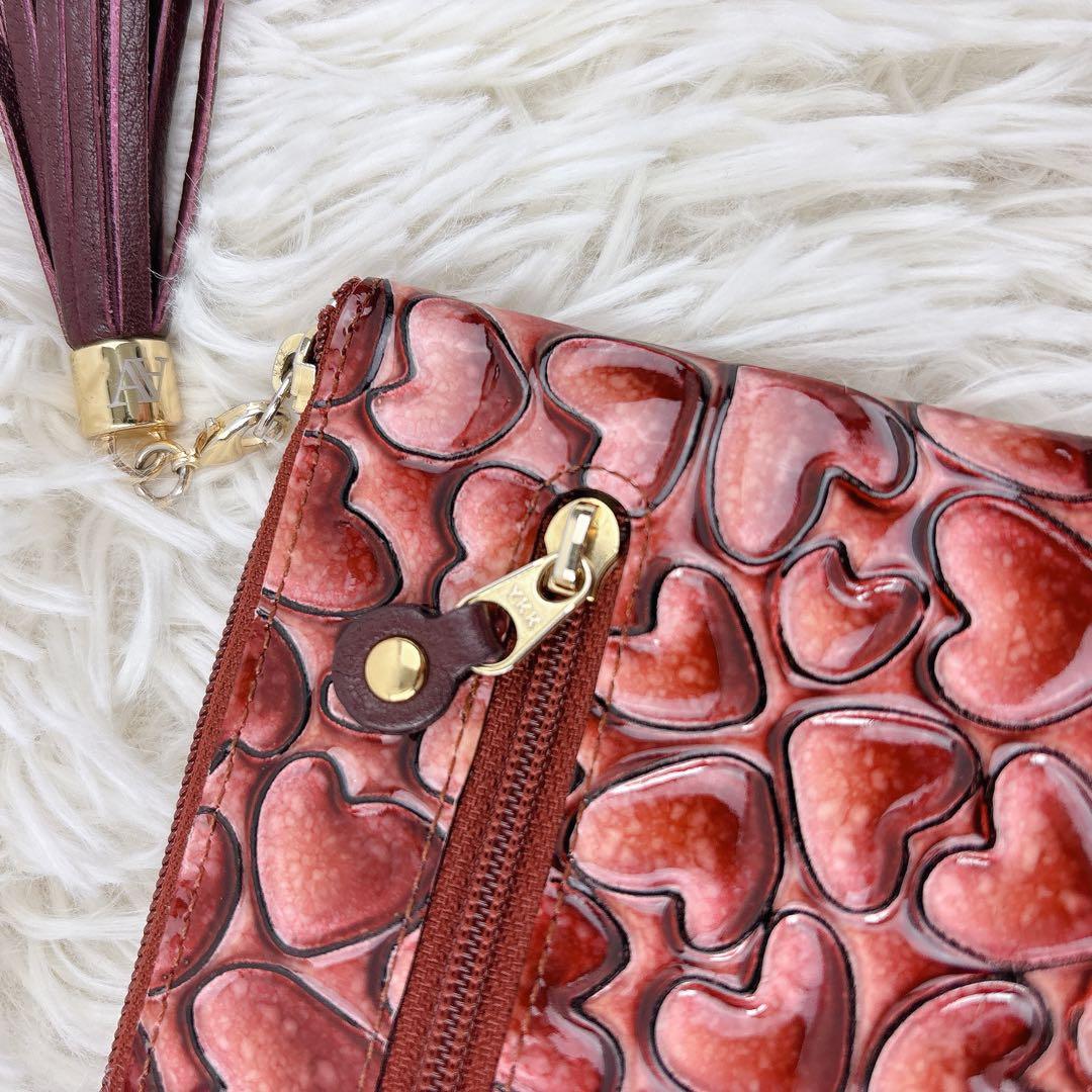 美品✨ATAO アタオ ハート型押しエナメル長財布 ピンク 箱付