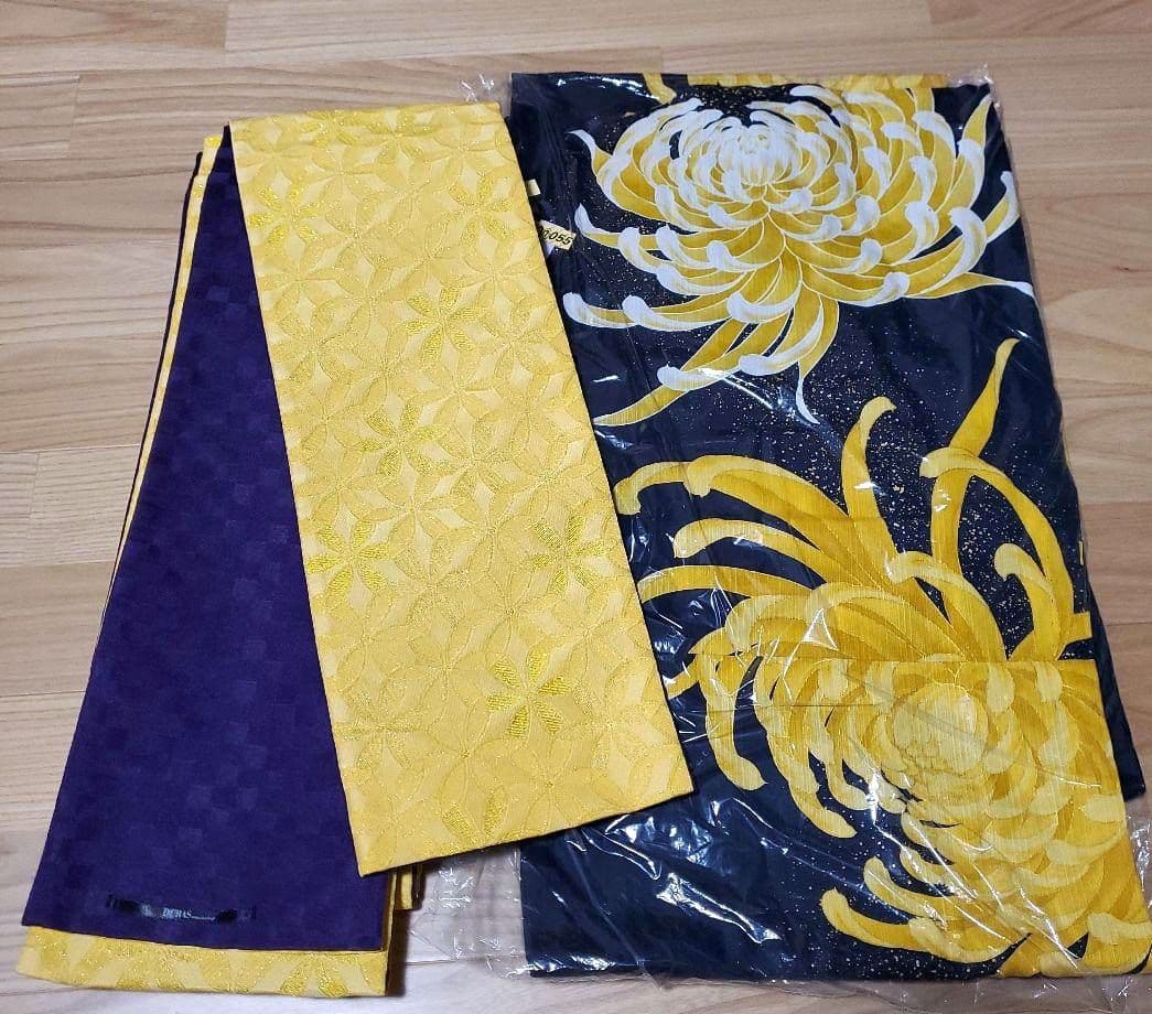 【美品】デュラス　浴衣帯セット 菊グリッター