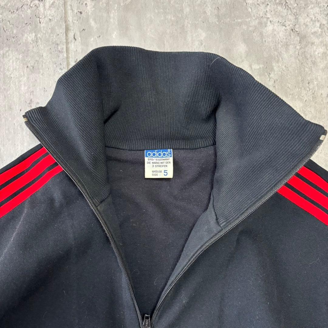 80's- adidas アディダス　トラックジャケット　赤　黒　5号