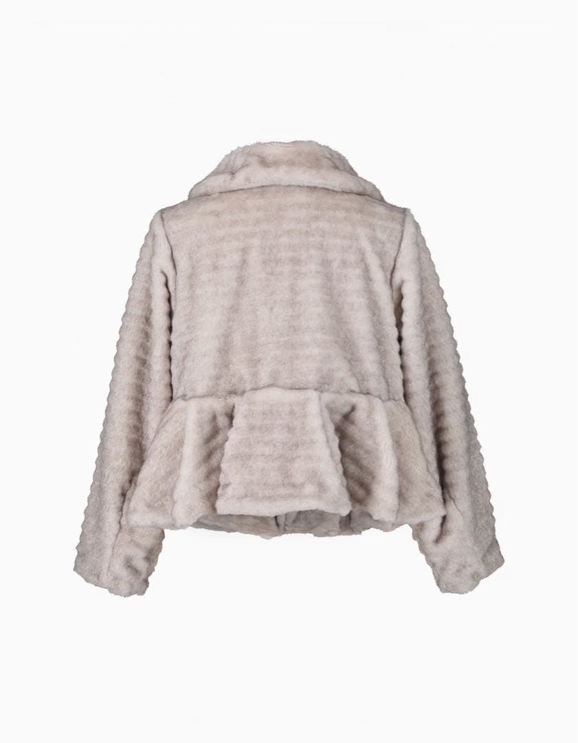 ジャケット・アウター bibiy DORA PEPURAMU FUR COAT BEIGE