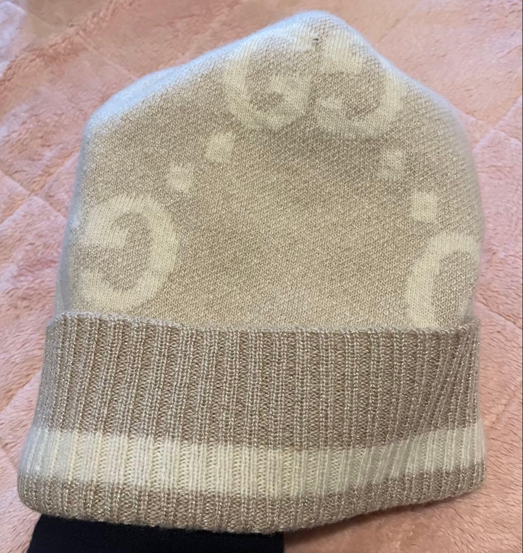 新品タグ付　GUCCI 箱付　ラメ　カシミヤ　ニット帽　M