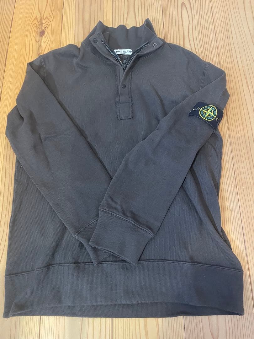 STONE  ダークブラウン ニット クォータージップ XL
