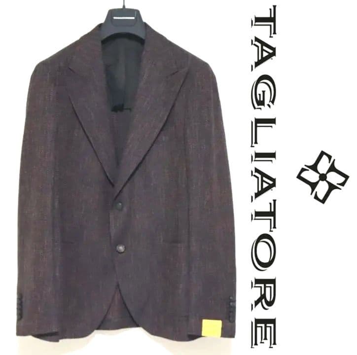 新品タグ付き【タリアトーレ】毛シルク混 ヘリンボーン柄 2Bジャケット 54