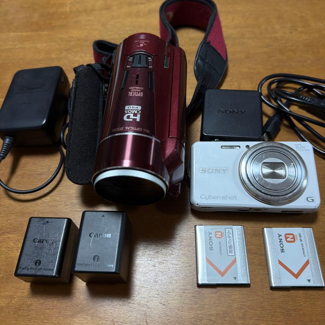Canon ビデオカメラ（HFM51）、SONY デジカメ（WX100）　セット