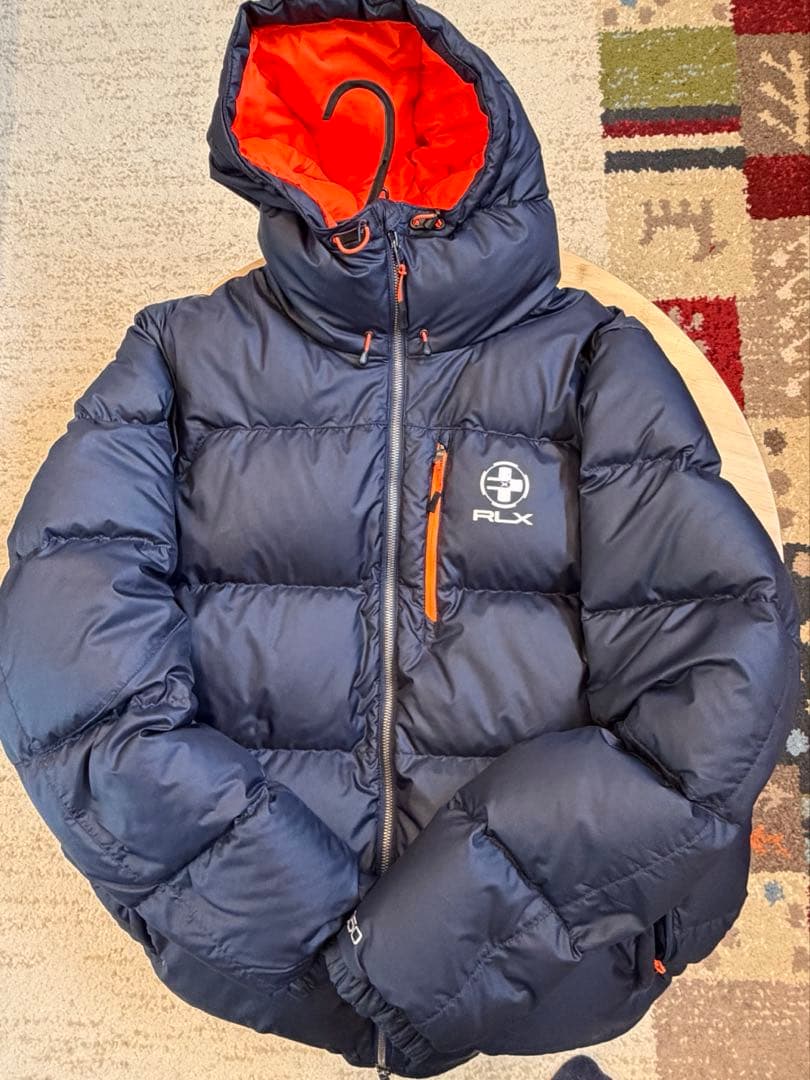 RLX フード付きダウンジャケット ネイビー/オレンジ