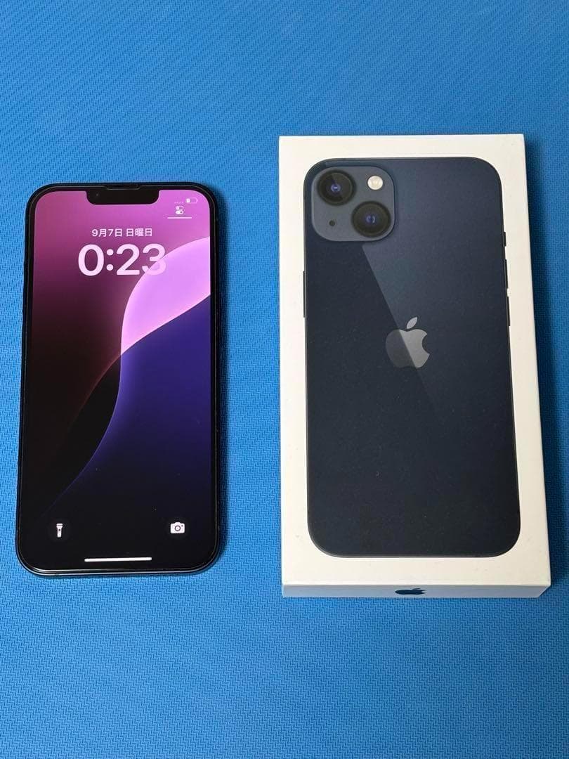 iPhone 13 128GB ミッドナイト SIMフリー 手帳型ケース付き