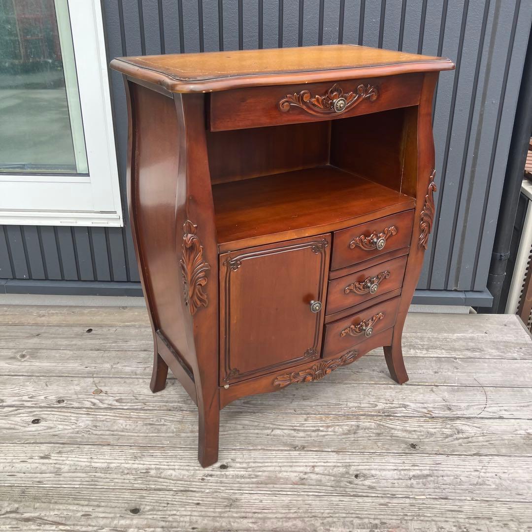 イタリアスタイル 木製コンソールテーブル コールキャビネット 電話台キャビネット