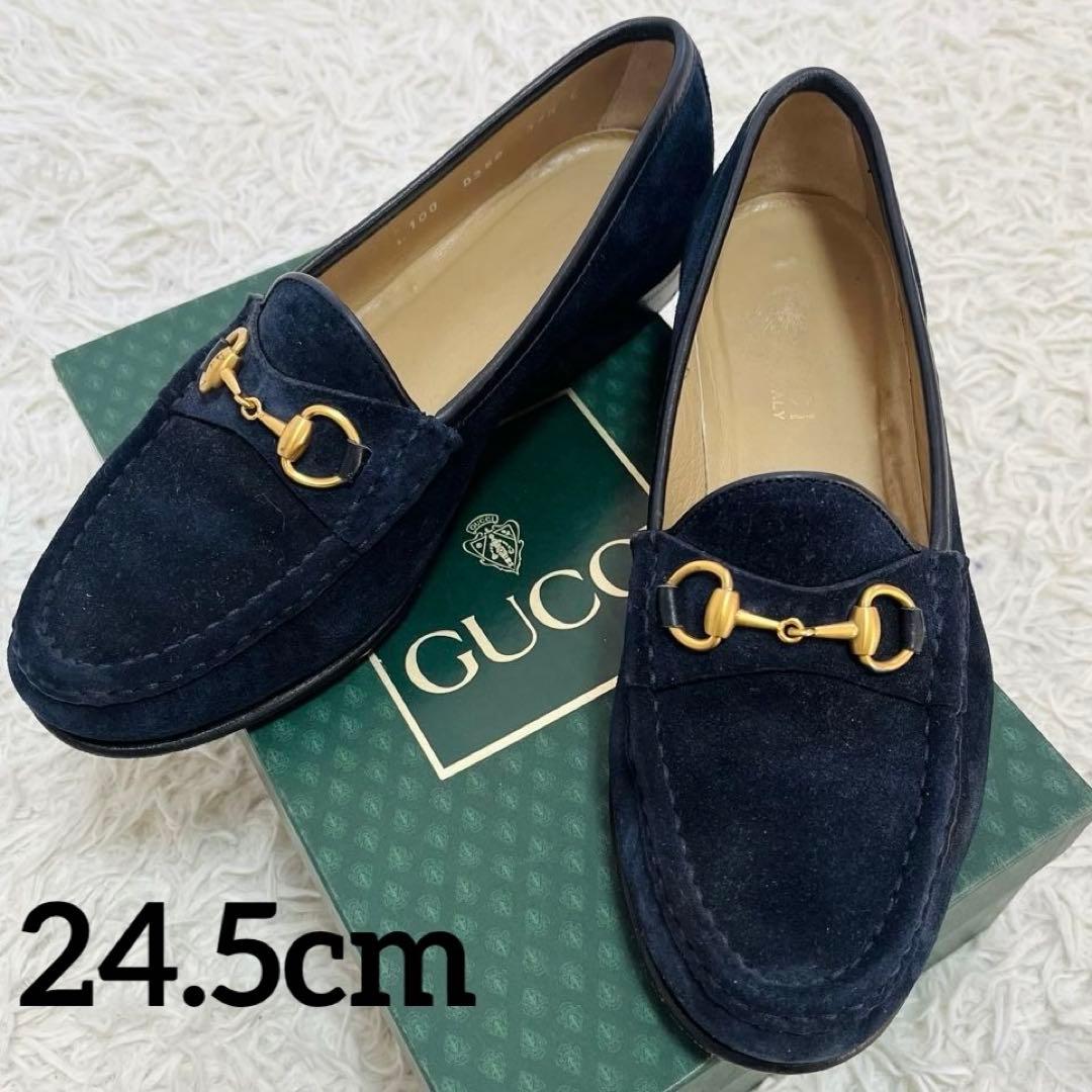 美品✨GUCCI ホースビット　ローファー　24.5 ネイビー　スエード　箱あり