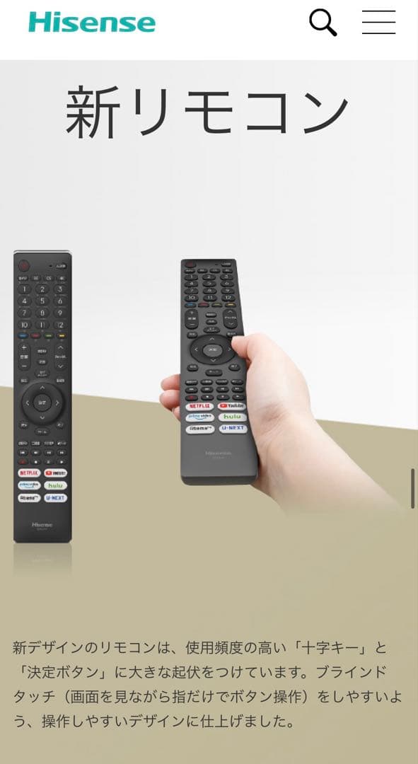 Bom Bom　Hisense 65インチ 4K液晶テレビ 65S6E