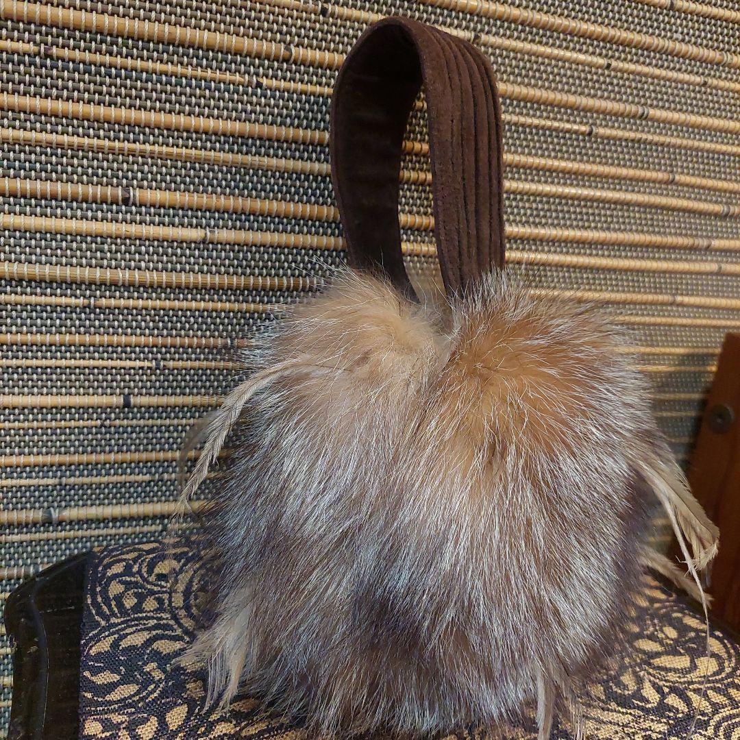 DoKIri-⭐ミンク⭐ミニバック⭐パーティーバッグ⭐持ち手スエード茶