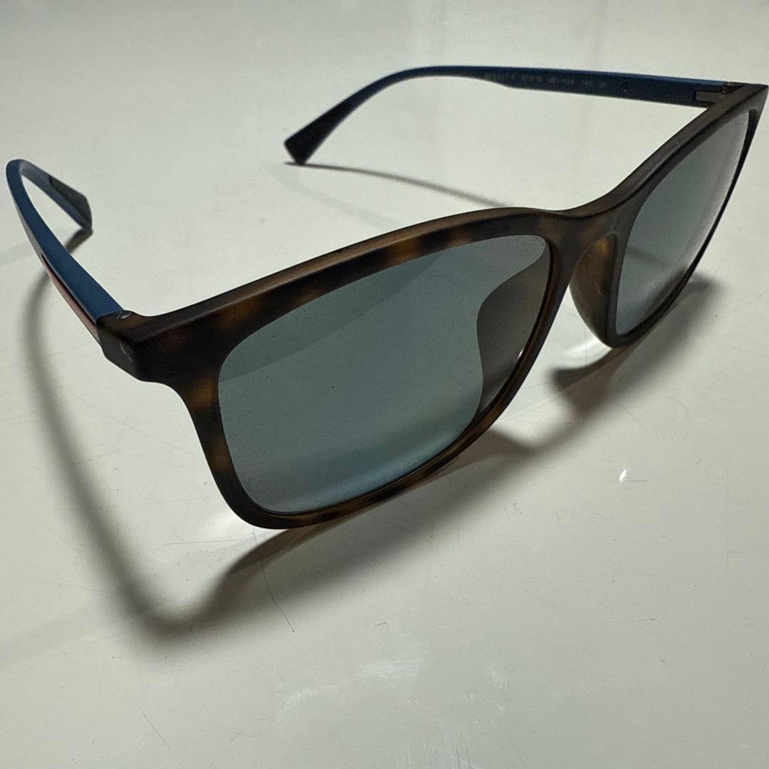 【美品】PRADA プラダ スポーツ サングラス メンズ 黒 × 青 ケース付