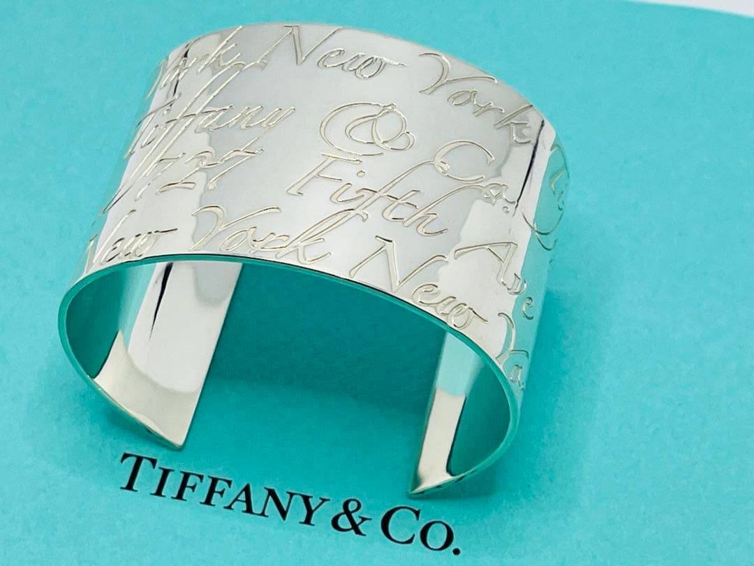 h196 美品　希少　ティファニー　ノーツ　ワイド　カフ　バングル　925