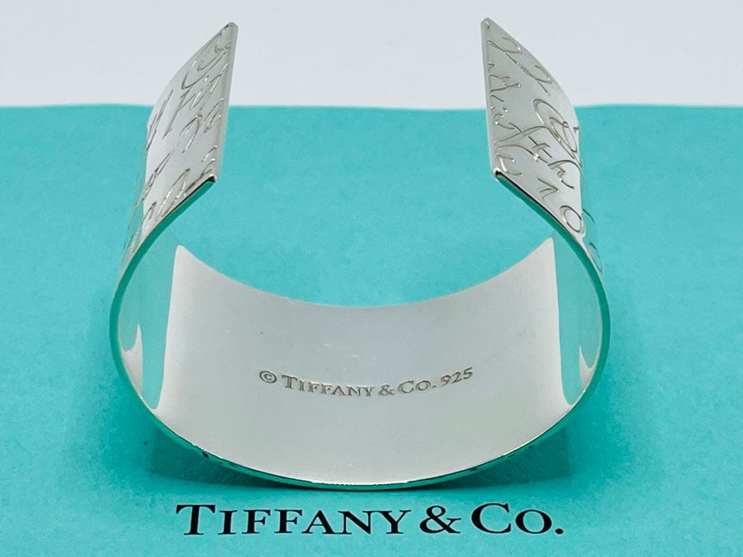 h196 美品　希少　ティファニー　ノーツ　ワイド　カフ　バングル　925