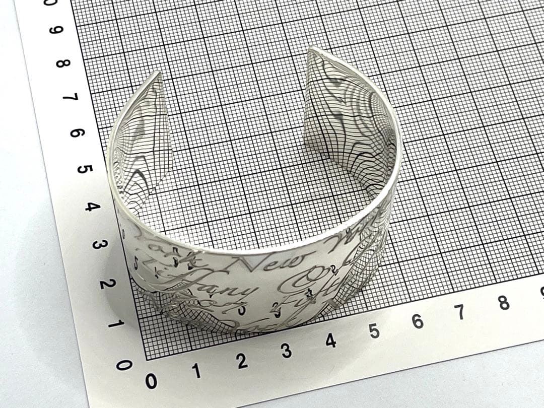 h196 美品　希少　ティファニー　ノーツ　ワイド　カフ　バングル　925