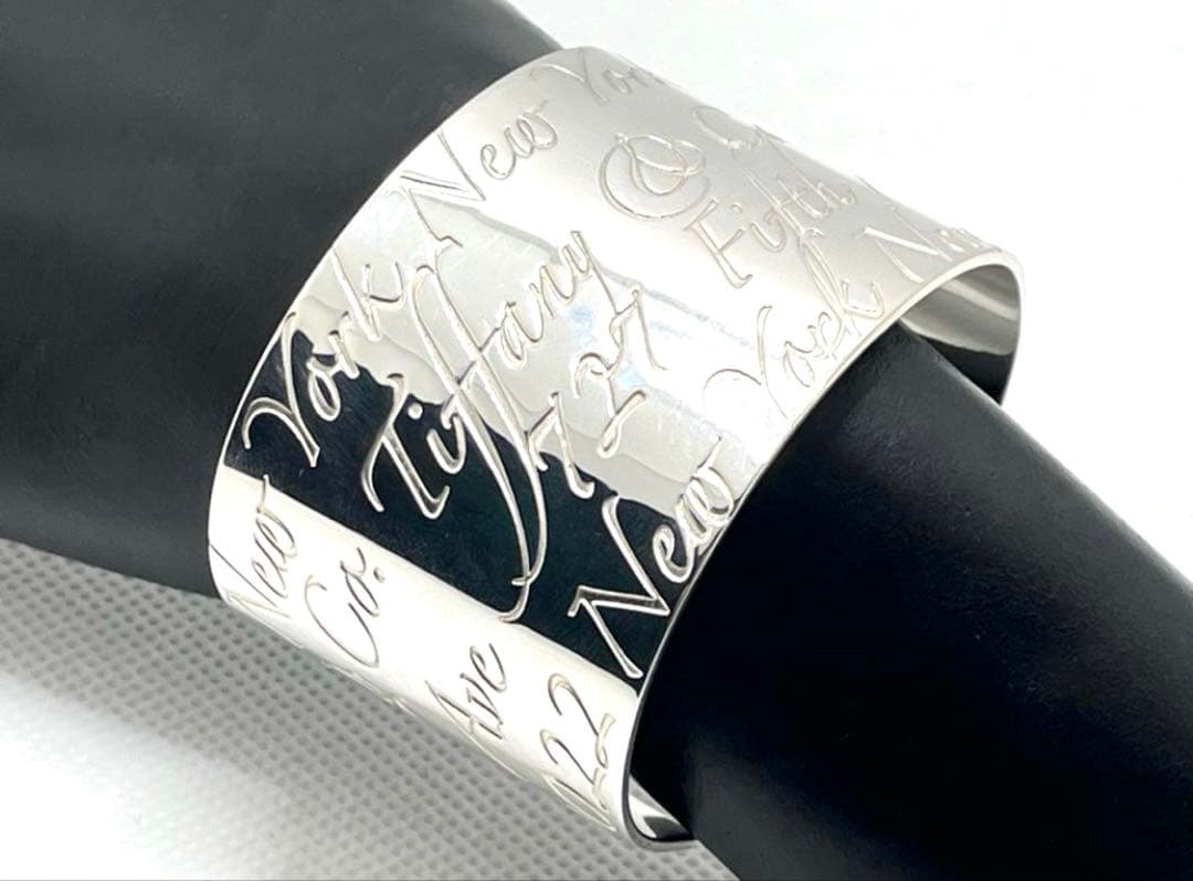 h196 美品　希少　ティファニー　ノーツ　ワイド　カフ　バングル　925