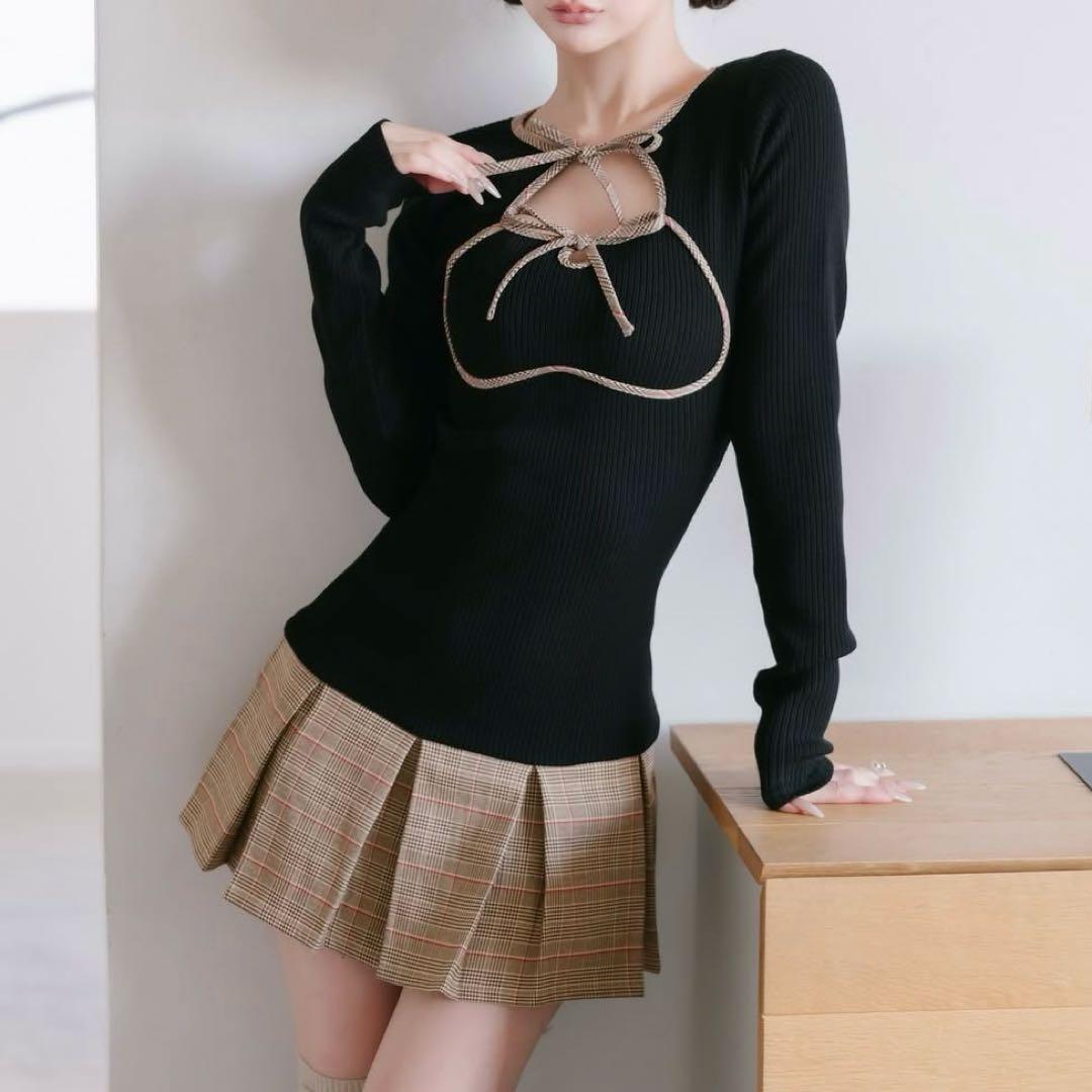 Darich ダーリッチ ポイントチェックニットミニワンピース