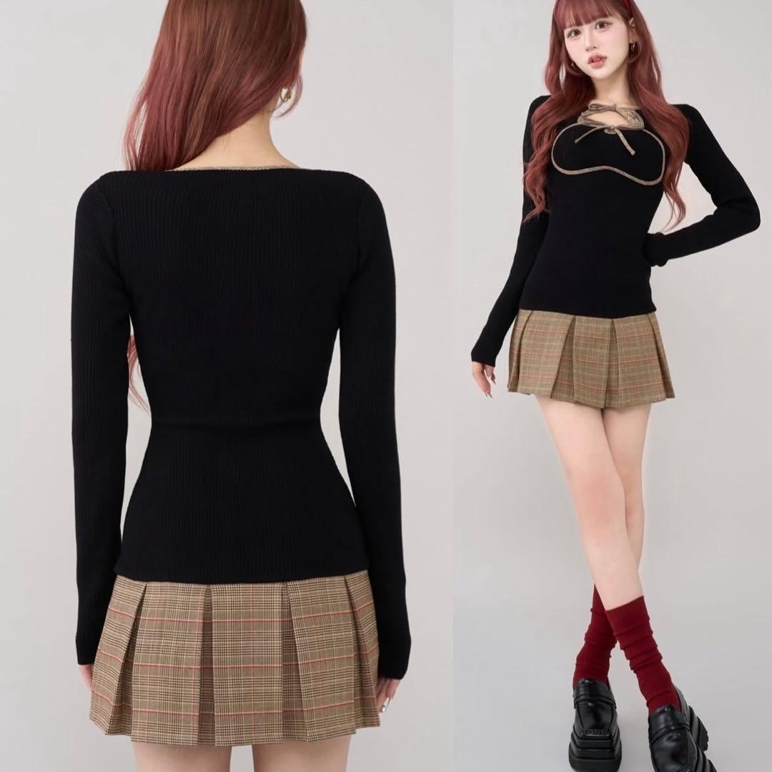 Darich ダーリッチ ポイントチェックニットミニワンピース