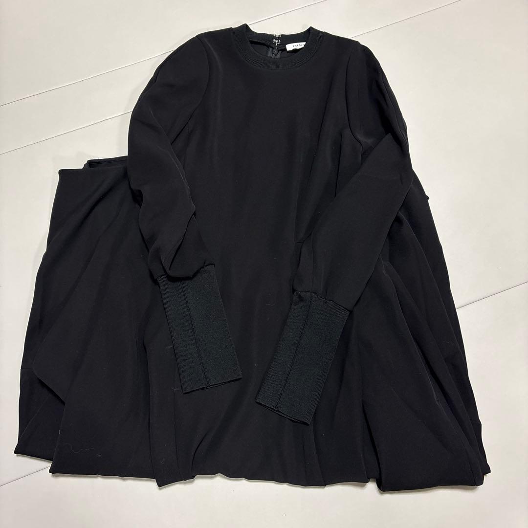 美品✨ENFOLD CURVE-SLEEVE ASYMMETRY-DRESS 黒
