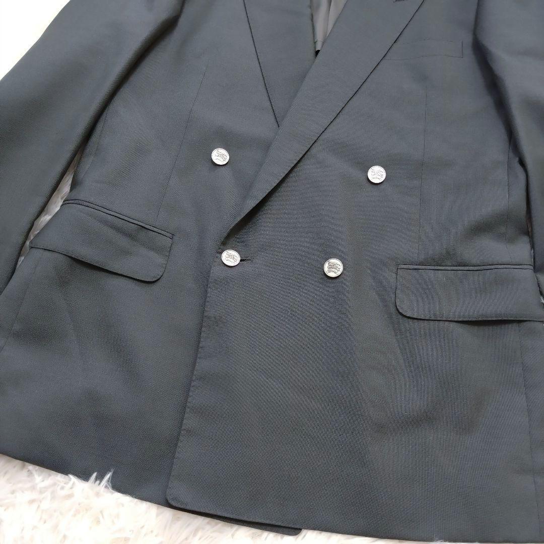 バーバリー ダブルスーツ セットアップ メタルボタン ウール モヘア グレー L
